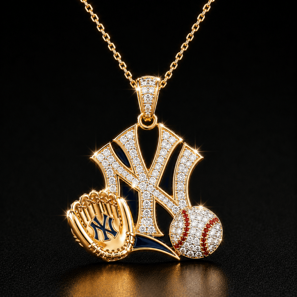 NYY Solid Gold Chain with Diamond Pendant BMD