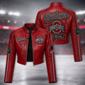 Premium OSB Cropped Leather Zipper Jacket TNSM