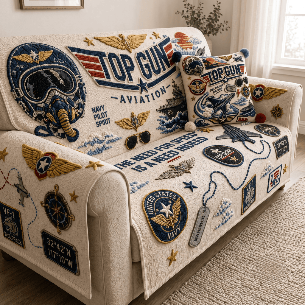 TGM Tufted Sofa Cover & Pillow Set NTKO