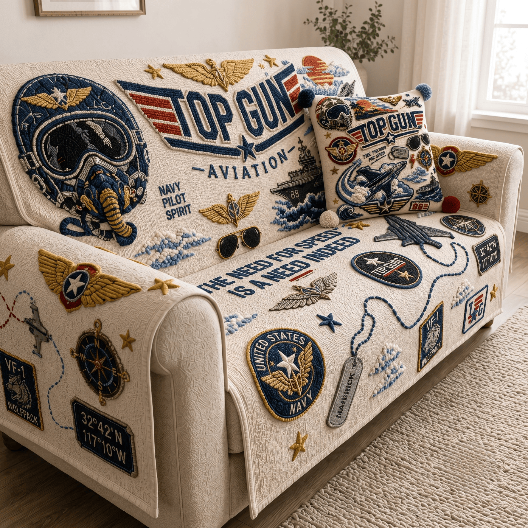 TGM Tufted Sofa Cover & Pillow Set NTKO