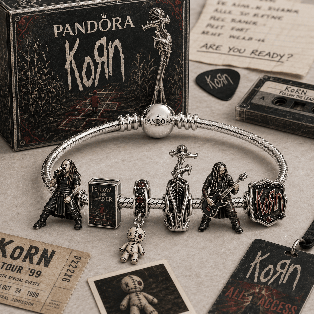 KRN Silver Charm Bracelet Set HQH