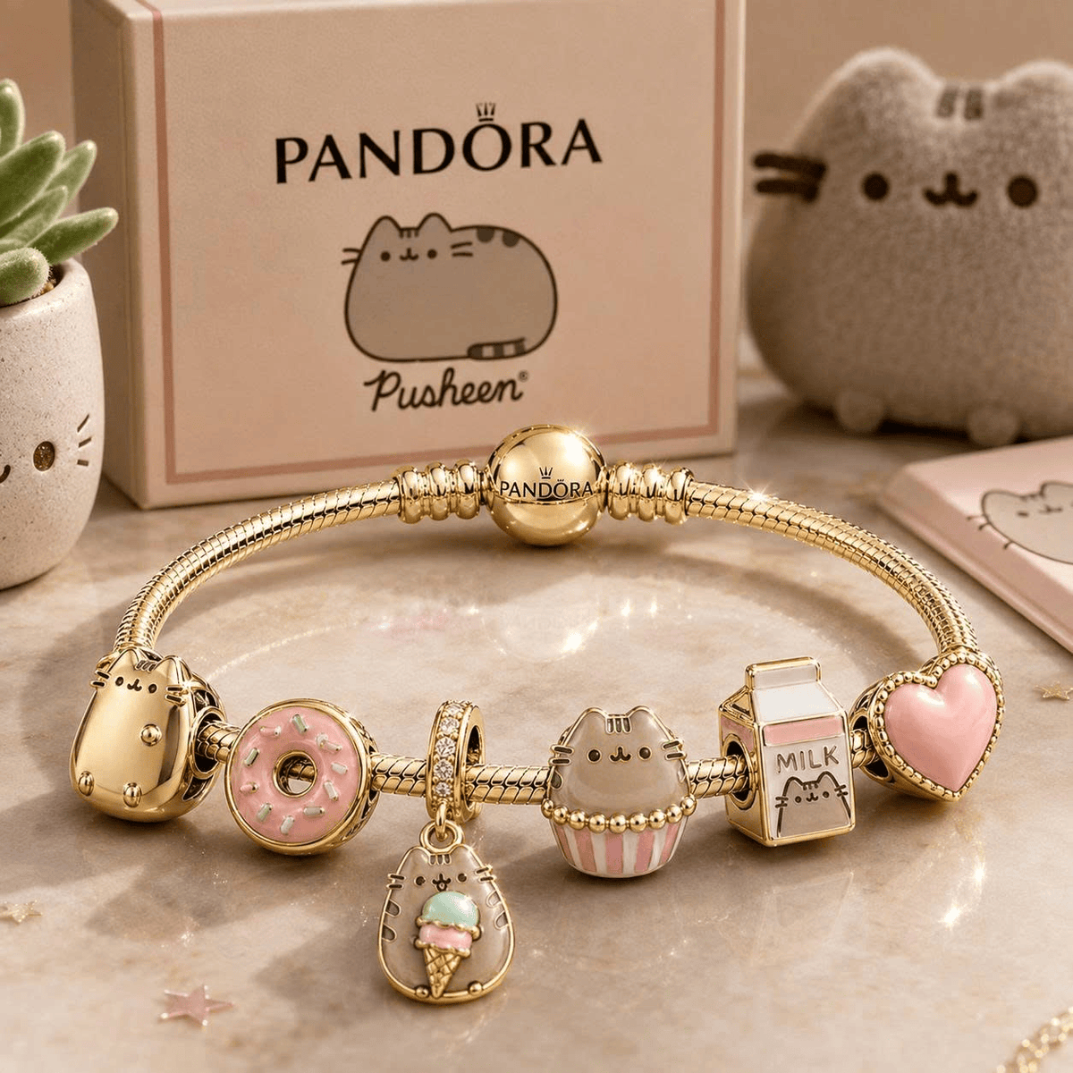 PSHN Gold Charm Bracelet Set VTH