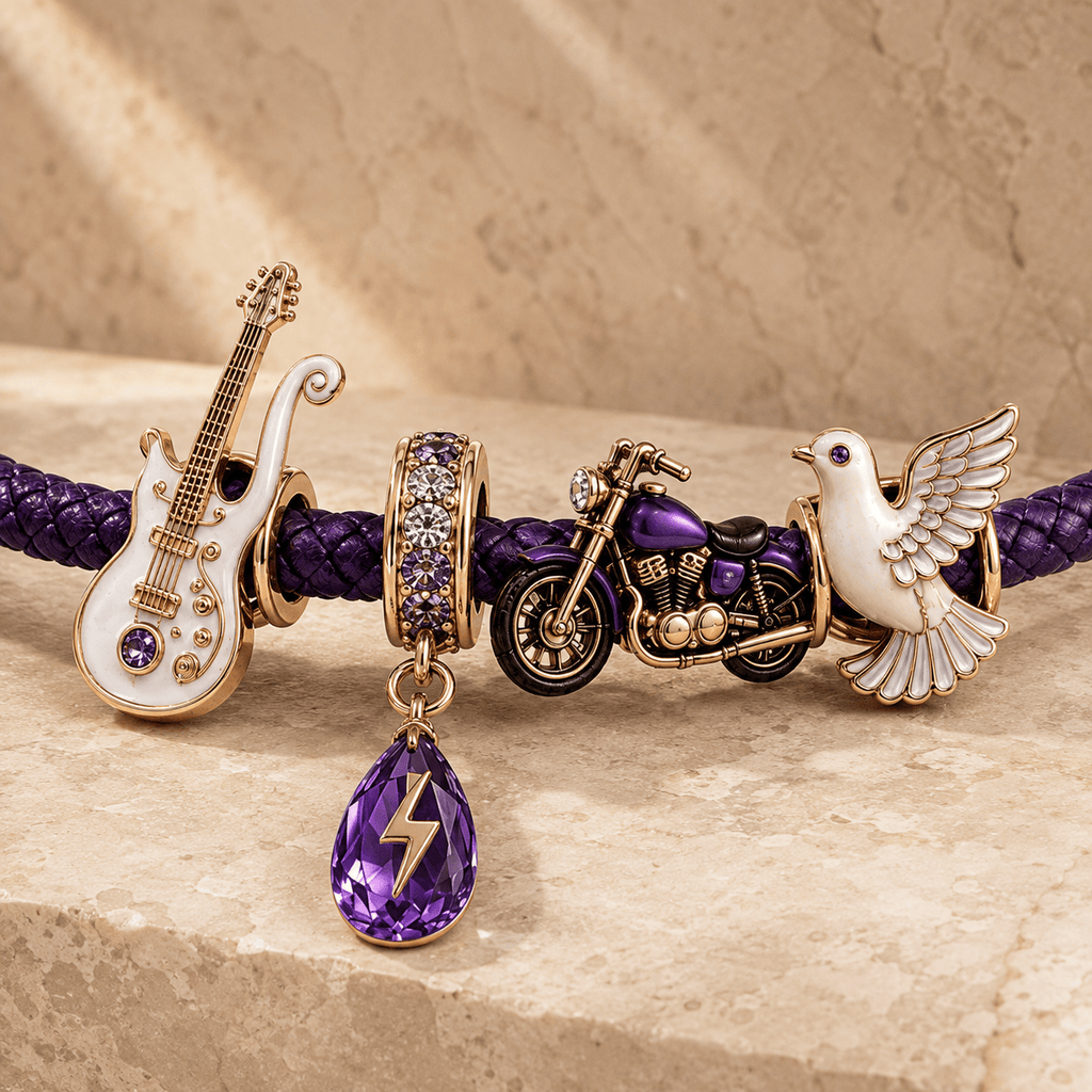 PRCE round braided leather cord Charm Bracelet Set NHVH