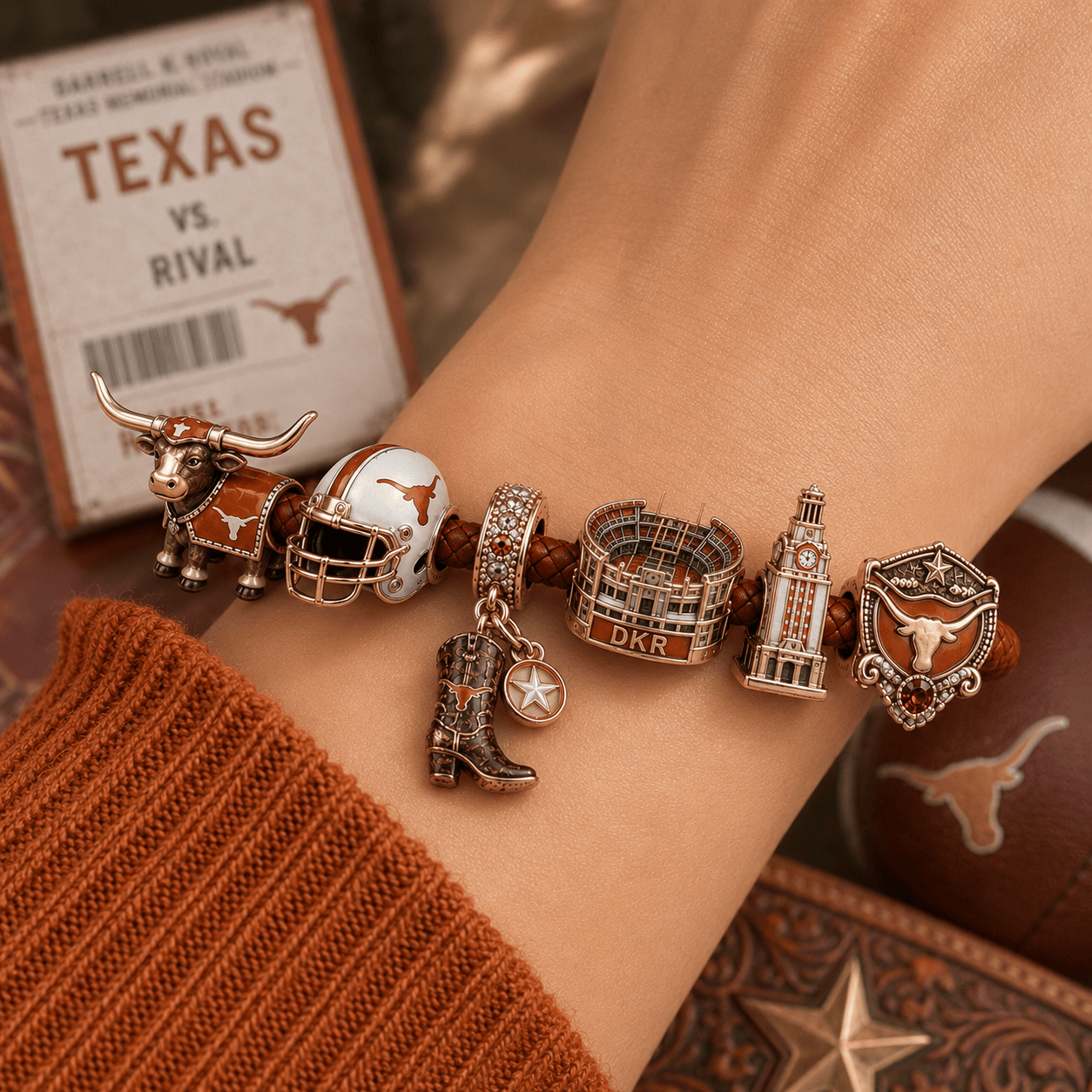 TLS round braided leather cord Charm Bracelet Set NHVH