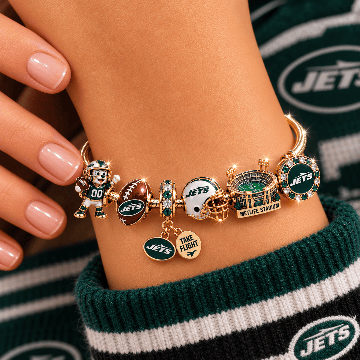 NYJ Gold Charm Bracelet Set NHVH