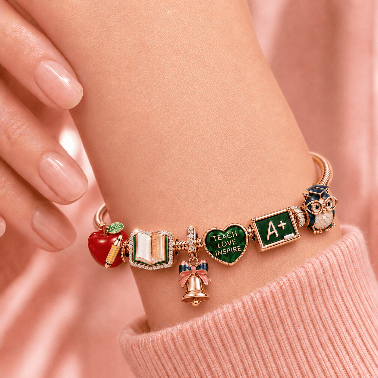 TEA Rose Gold Charm Bracelet Set TMH