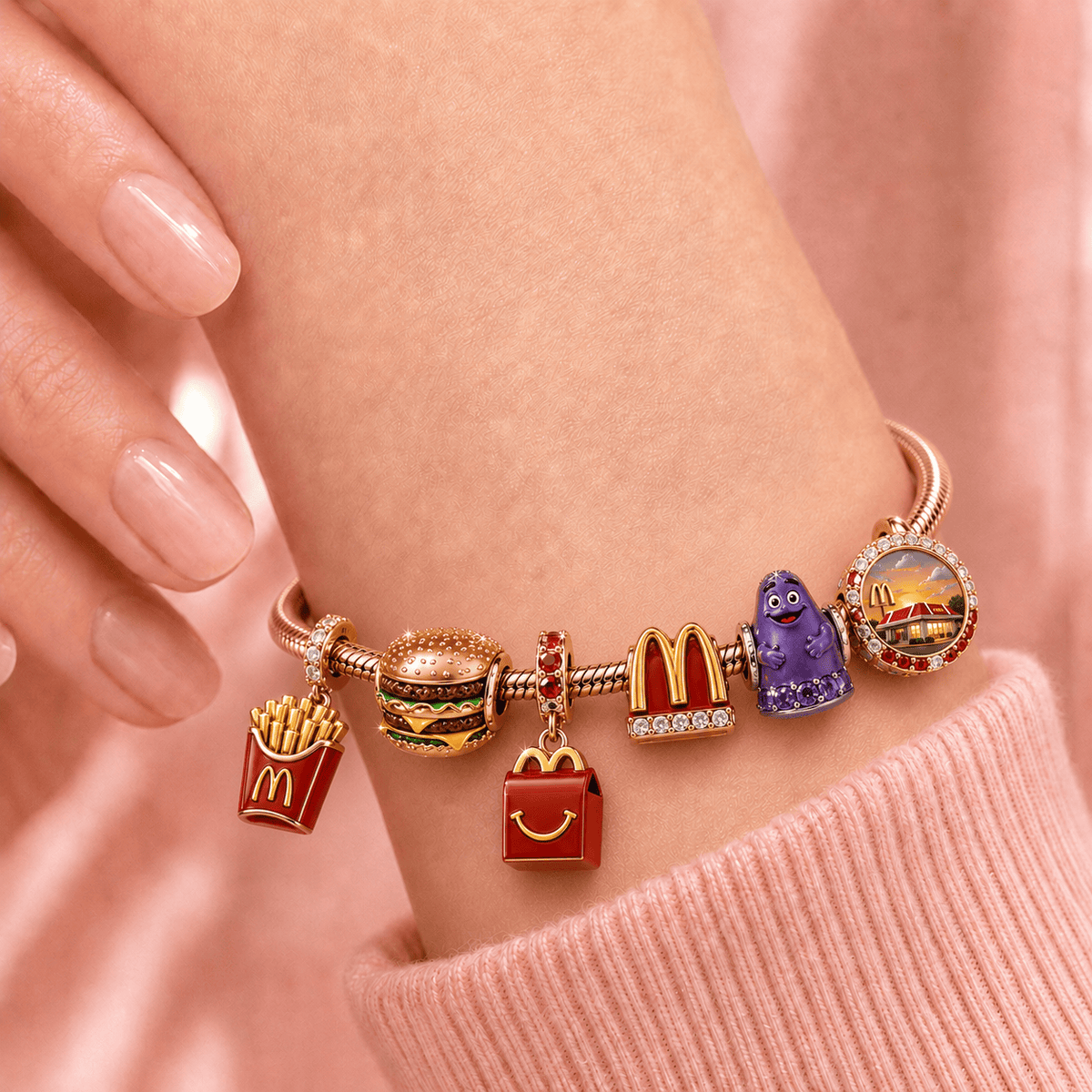 MDN Rose Gold Charm Bracelet Set TMH