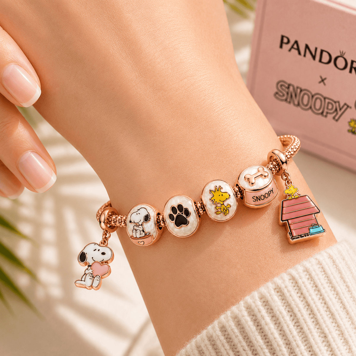 SNPY Rose Gold Charm Bracelet Set TTTT