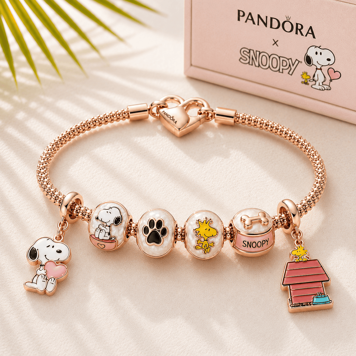 SNPY Rose Gold Charm Bracelet Set TTTT