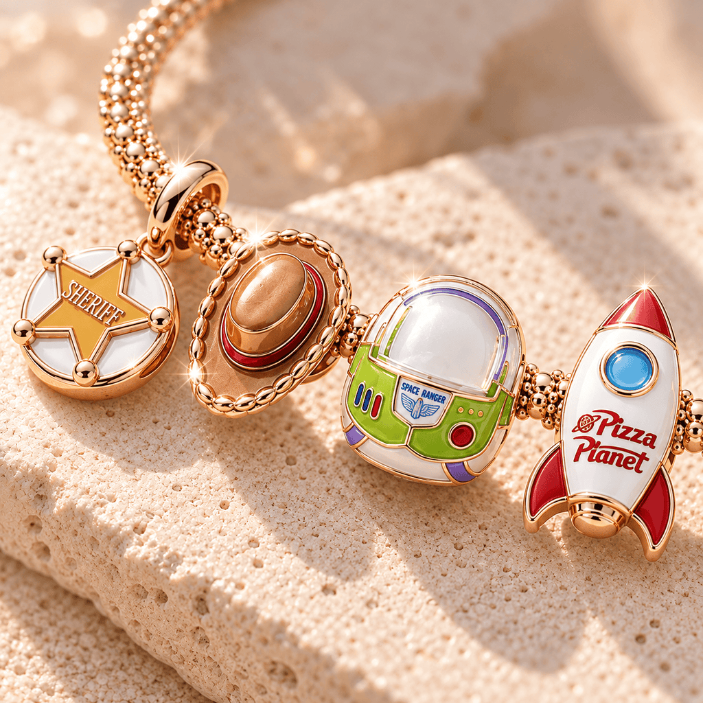 TSTR Rose Gold Charm Bracelet Set TTTT