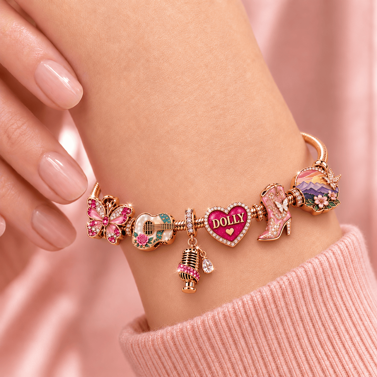DLPT Rose Gold Charm Bracelet Set TMH