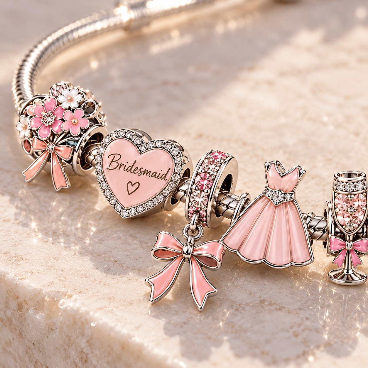 BRM Silver Charm Bracelet Set TTN