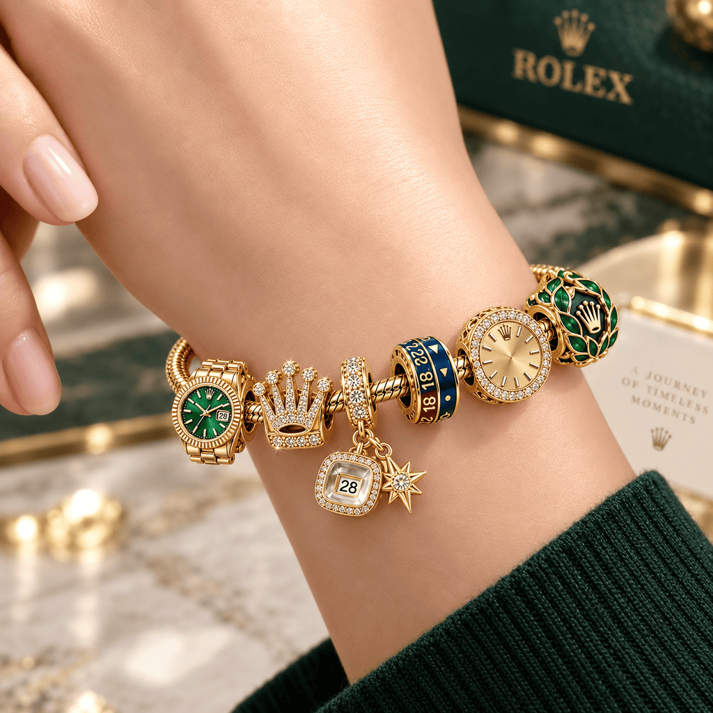 ROLX Gold Charm Bracelet Set VTH