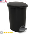 Hands-Free Step-On Plastic Trash Can Slim Oval Wastebasket Ideal Bathroom Bedroom Home Office Odor Control Removable Liner